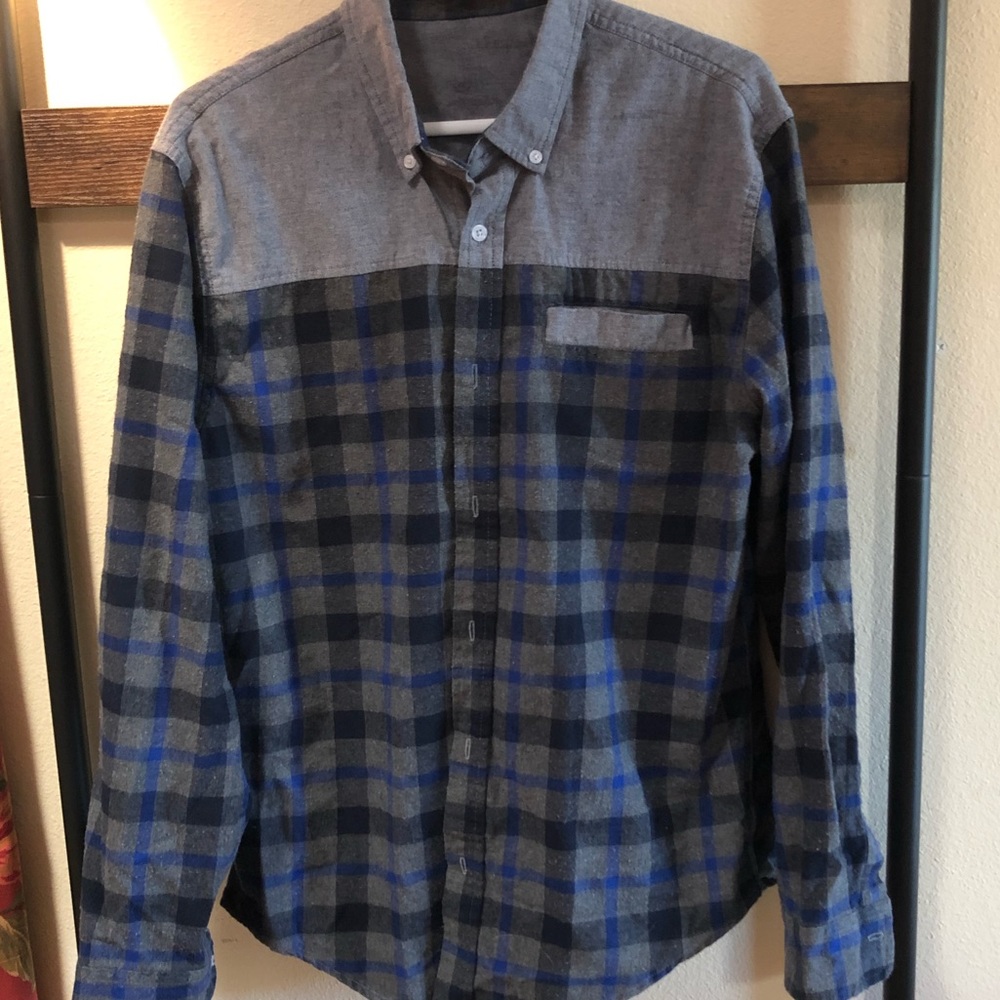 Flannel and color block button down size L